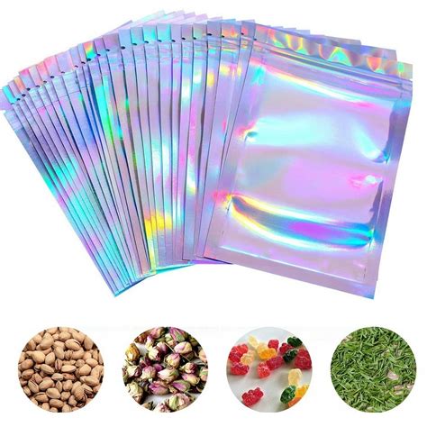 100 Pieces Resealable Smell Proof Bags Foil Ziplock Bags, 3 size Flat ...