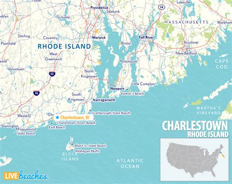 Map of Charlestown, Rhode Island - Live Beaches