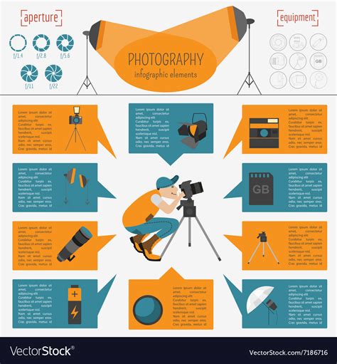 Photography infographics set with photo camera Vector Image