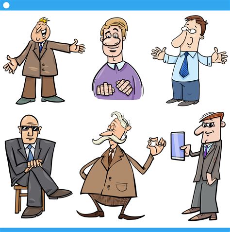 cartoon funny men comic characters set 12615179 Vector Art at Vecteezy