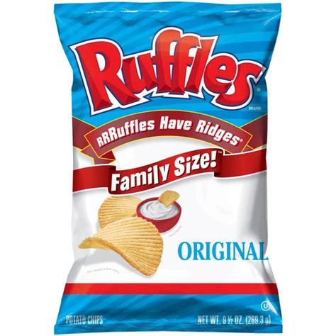 Ruffles Family Size Original Potato Chips 9.5 Ounce Plastic Bag Potato ...