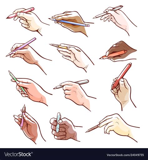 pen and writing drawing Royalty Free Vector | Hand drawing reference ...