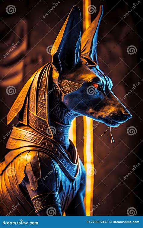 Close-up Sideways Portrait of Egyptian Jackal God Anubis in Jackal Form ...