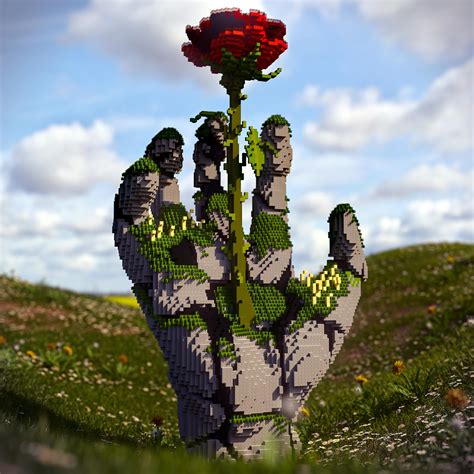 I made this sculpture of a hand in Minecraft, rendered in Blender : r ...