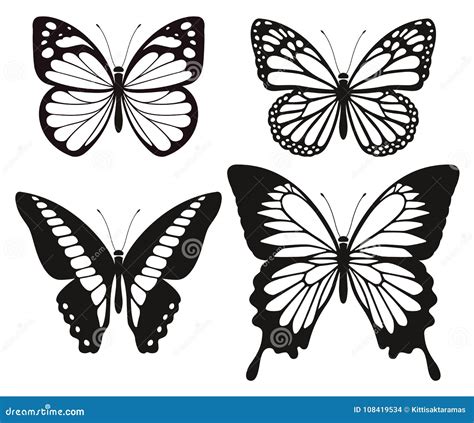 Butterfly Silhouette Icons Set. Stock Vector - Illustration of abstract ...