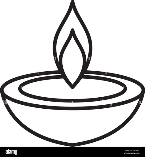 icon of diwali diya over white background, line style, vector ...