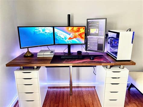 Pin by tylerparker on Basement office in 2020 | Desk setup, Ikea pc ...