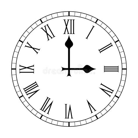 Plain Roman Numeral Clock Face on White Stock Vector - Illustration of ...