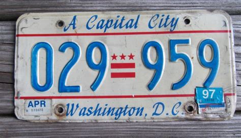 District of Columbia License Plate Washington DC A Capital City 1997 ...