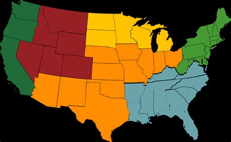 Download U S Map Color Coded Regions | Wallpapers.com