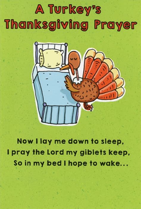 Recycled Paper Greetings Turkey Thanksgiving Prayer Funny / Humorous ...