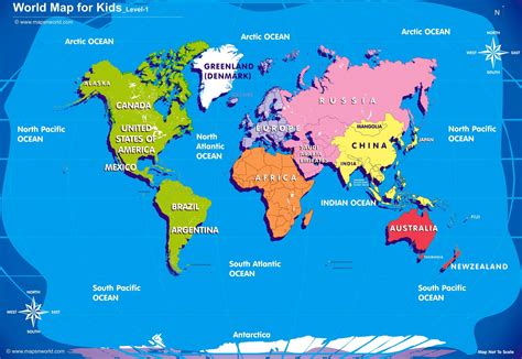 World Maps With Countries For Kids