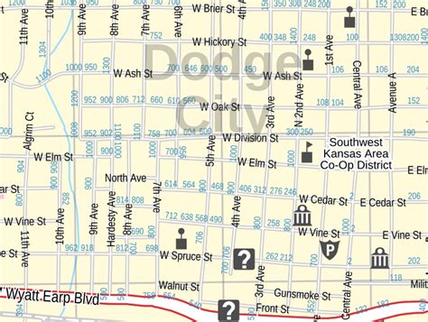 Dodge City Map, Kansas