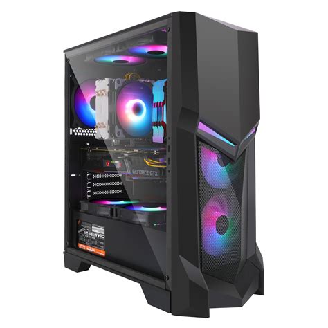 PC GAMING ATX CASE MESH TOWER WITH 3 X FITTED RGB FANS AND USB 3 IONZ ...