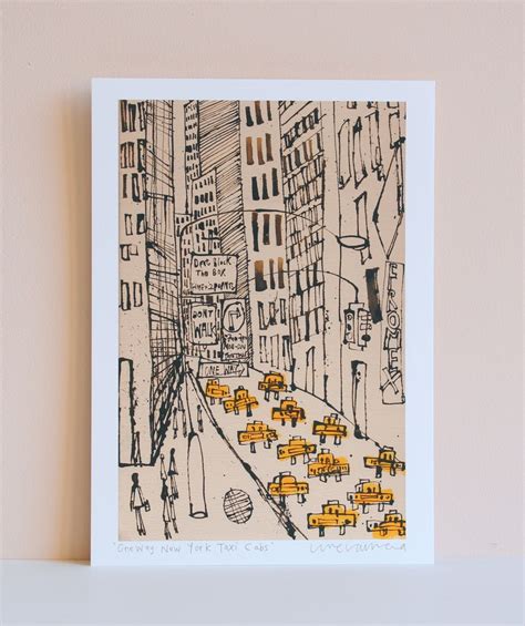 New York City Taxi Drawing Signed Art Print New York | Etsy