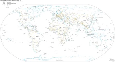 CIA World Fact Book Physical World Map 2013 - Openclipart