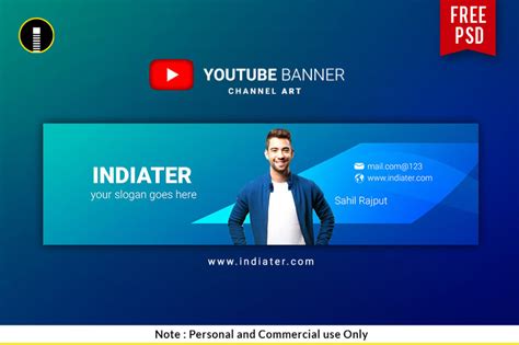 Free Youtube Channel Banner PSD Template - Indiater