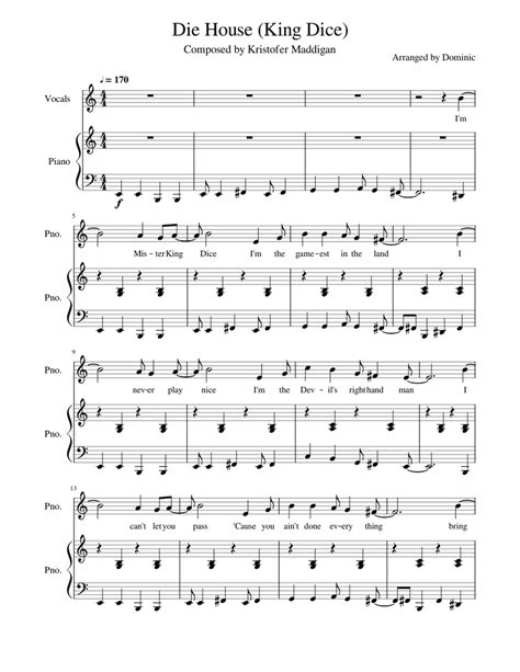 Die House King Dice Sheet music for Piano | Download free in PDF or ...