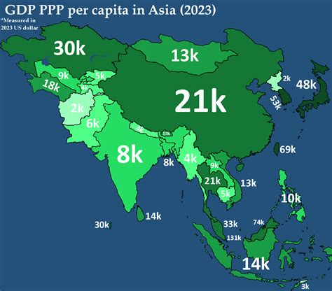 2023 GDP PPP per capita in Asia [OC] : r/MapPorn