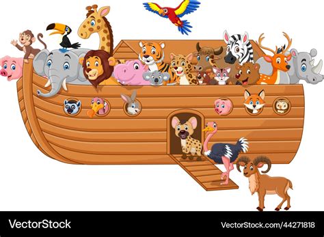 Cartoon noah ark with animals Royalty Free Vector Image