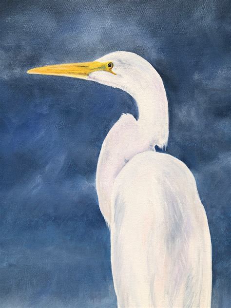 White Heron Oil Painting on Canvas | Etsy