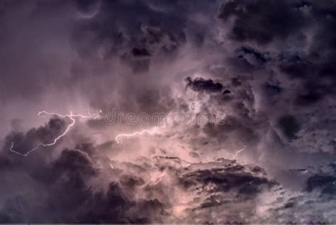 Evil Cloudy Stormy Night Sky Stock Photo - Image of clouds, flush ...