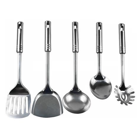 5 PIECE Stainless Steel Kitchen Utensil Set, Nonstick Cookware Cooking ...