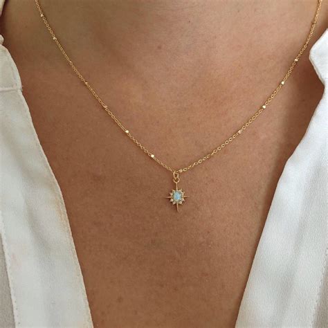 Opal star necklace dainty opal necklace Celestial jewelry | Etsy ...