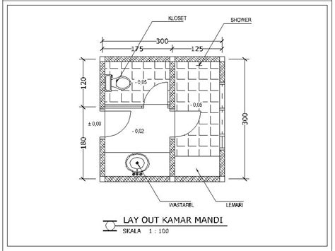 24 Desain Kamar Mandi Sempit Beserta Ukuran dan Denahnya.