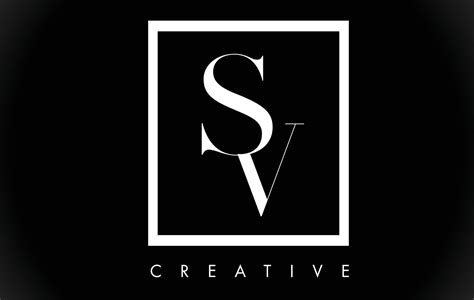 SV Letter Design Logo with Black and White Colors Vector. 4879897 ...