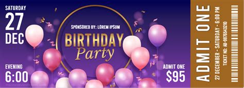 Birthday Party Ticket Templates for Word | FREE Download