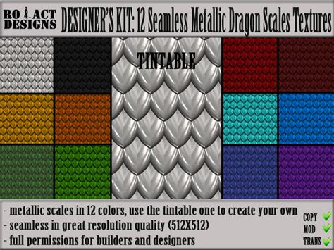 Second Life Marketplace - ..::RO!ACT::..DESIGNS 12 Seamless Metallic ...