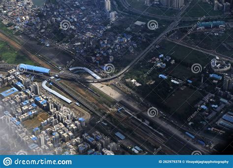 Mumbai Skyline, Aerial View Over a Building with Roads, Bridges ...