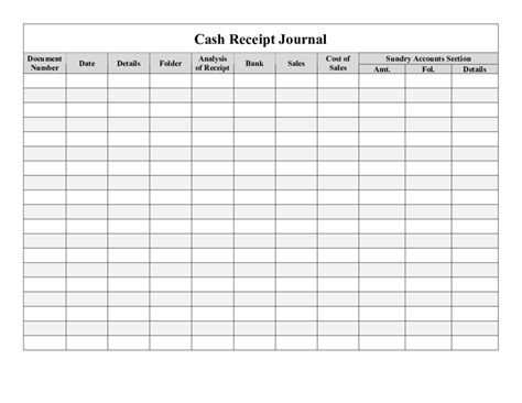 2022 Cash Receipts Journal Template - Fillable, Printable PDF & Forms ...