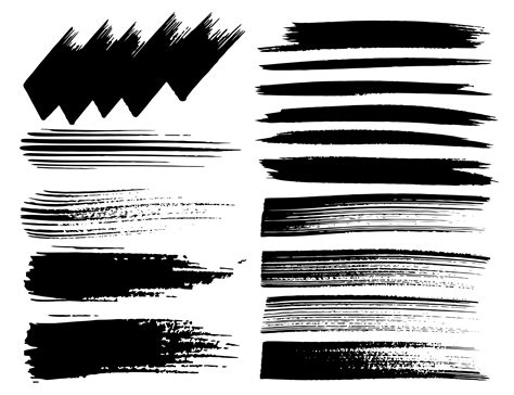 Set of brush strokes, Black ink grunge brush strokes. Vector ...