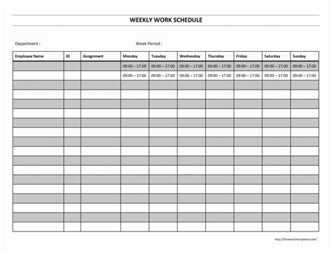 Free Monthly Work Schedule Template Luxury Sample Goal Work Schedule ...