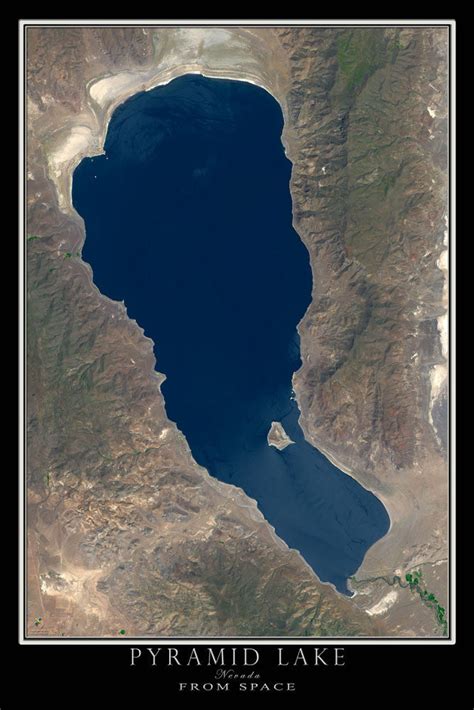 Pyramid Lake Nevada Satellite Poster Map — aerial views, from space ...