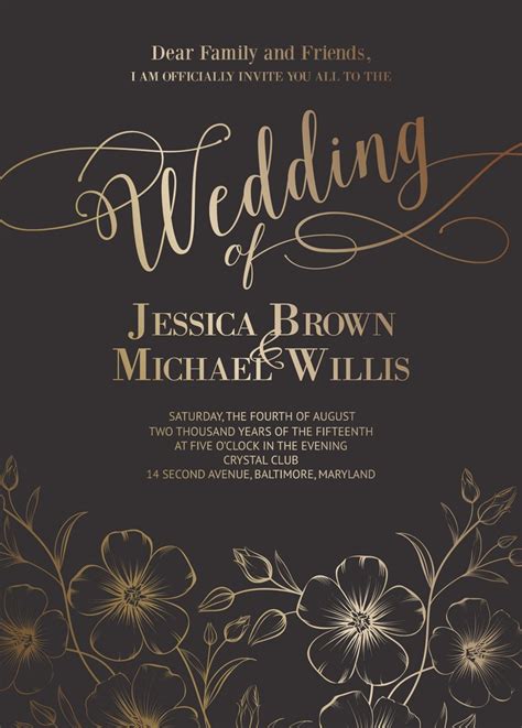 WhatsApp Ecard - Wedding & Reception Brown and Gold Foil Style (Foral ...