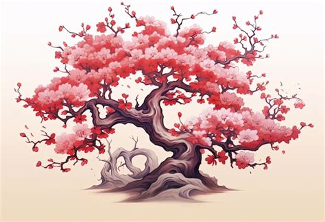 Premium AI Image | an asian blossom tree tattoo design in the style of ...