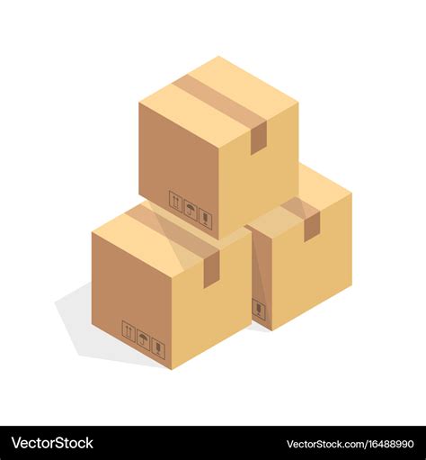 Isometric cardboard icon cartoon package box Vector Image