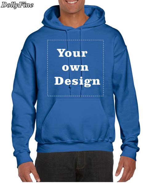 Customized Men's Hoodies Print Your Own Design High Quality Blue hoodie ...