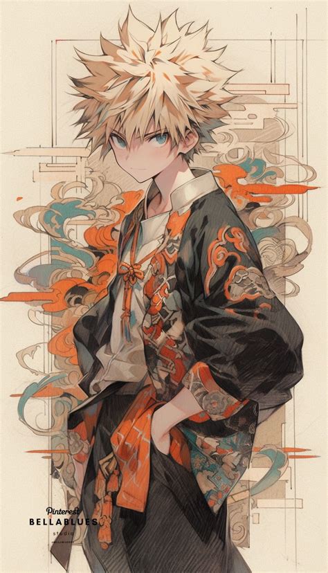 Katsuki Bakugou in Kimono: Explosive Elegance Fanart | Cute anime ...