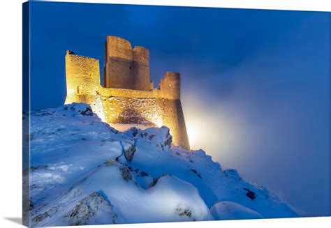 Castle Of Rocca Calascio In Winter During The Dusk-Europe, Abruzzo ...