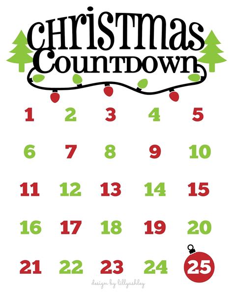 Christmas Countdown Calendar Svg