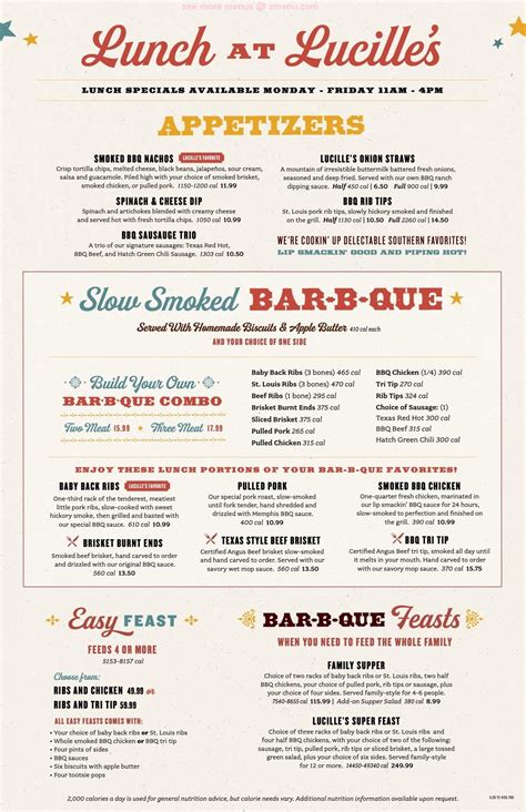 Menu at Lucille's Smokehouse Bar-B-Que, Las Vegas, W Charleston Blvd