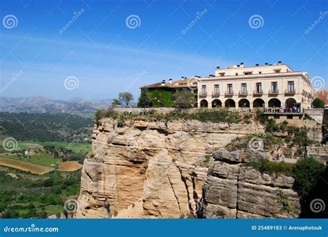 Parador Overlooking the Gorge, Ronda, Spain. Stock Image - Image of ...