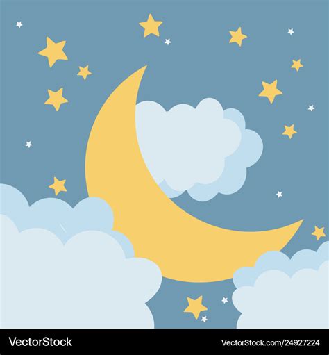 Moon at night cartoon Royalty Free Vector Image