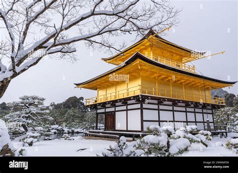 Snowy Kinkaku-ji Temple in winter. Famous tourist attraction in Kyoto ...