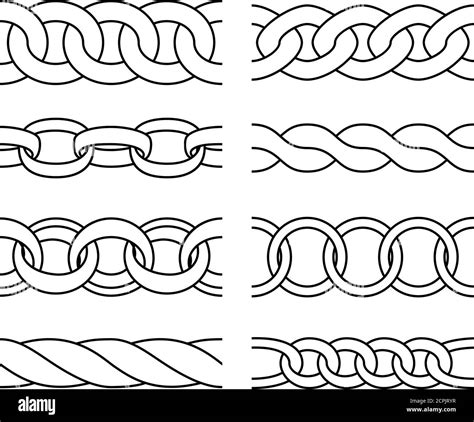 Outline chain patterns. Heavy metal chains links seamless pattern line ...