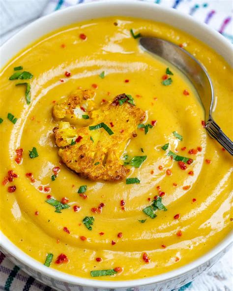 Creamy Turmeric Roasted Cauliflower Soup | Healthy Fitness Meals